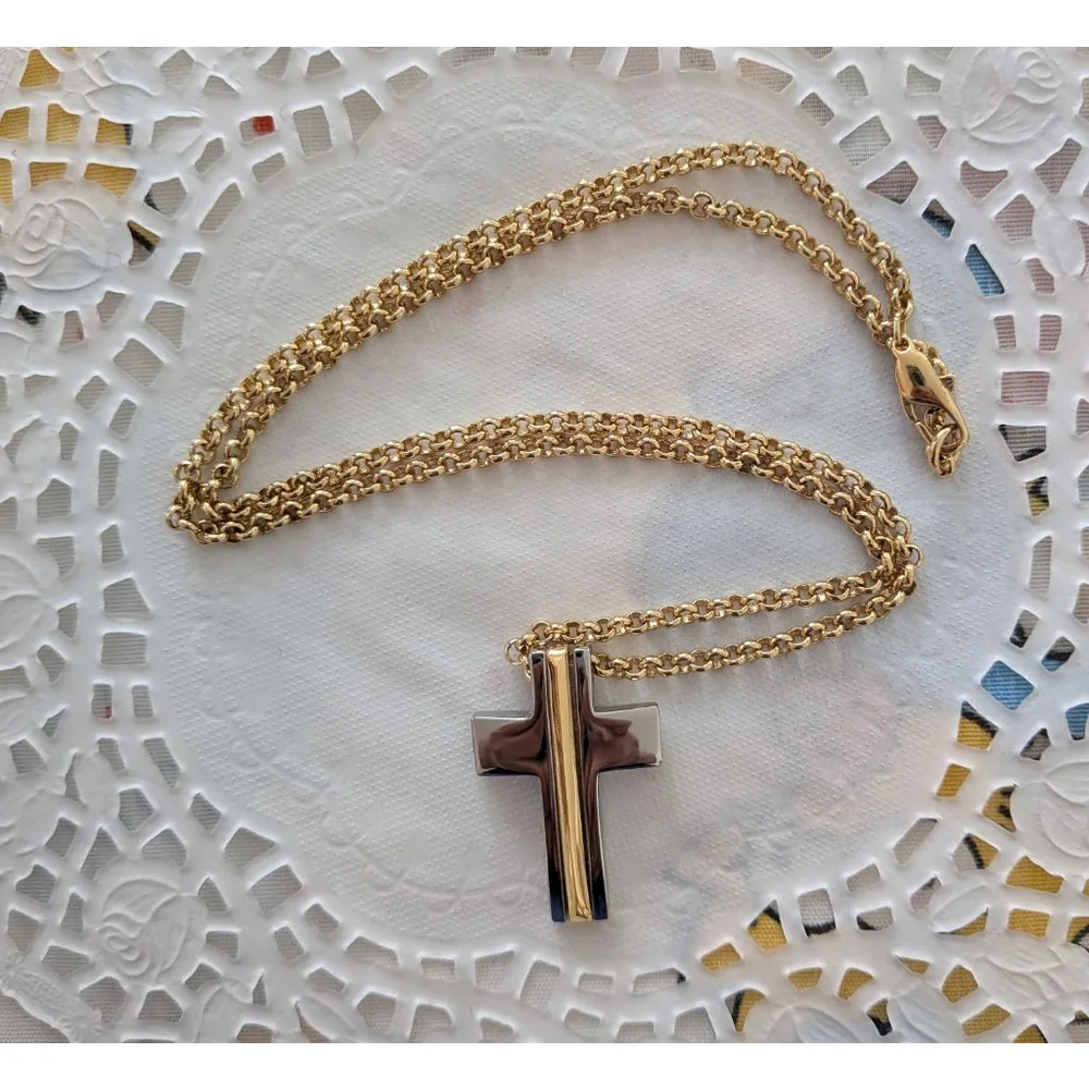 Unisex Benedetti Cross Necklace | Gold & Palladium-Plated | Made in Peru